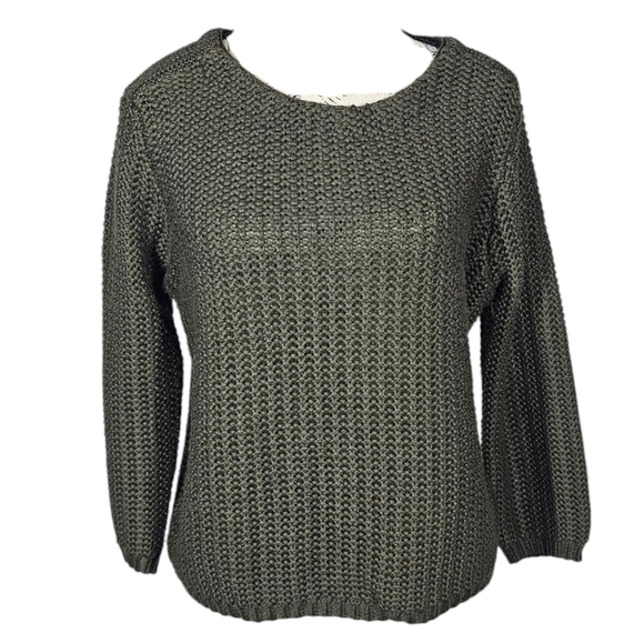 Andrea Jovine Olive Knit Sweater Size Medium - Picture 1 of 5